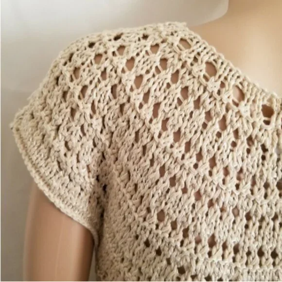 Ruby Rd. Women's Crochet Knit Fringe Tassel Hem Swim Cover-Up Top Size Medium - Picture 9 of 11